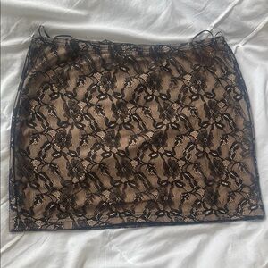 Princess Polly Black and Tan Lace Mini Skirt